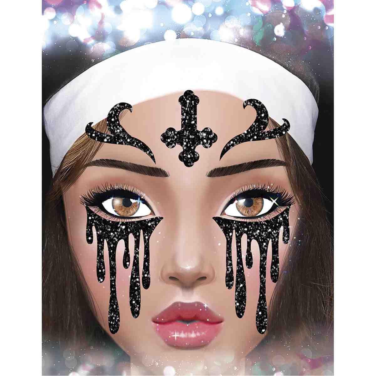 Trucco Decorazioni Adesive Viso Suora Glitter |Guirca