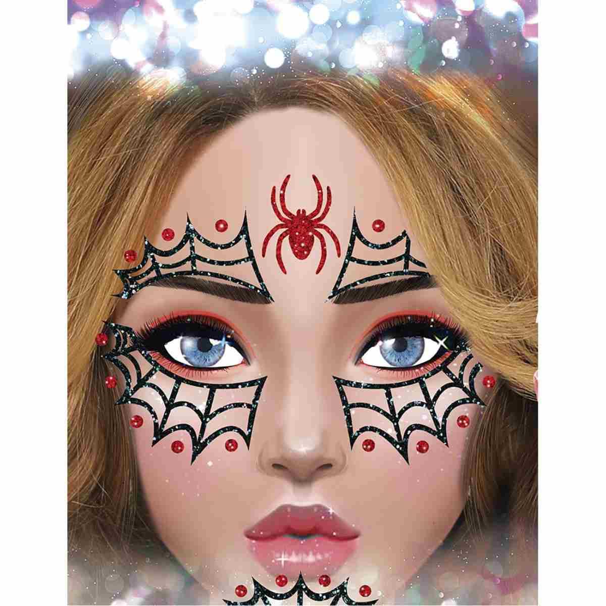 Trucco Decorazioni Adesive Viso Ragnatela Glitter |Guirca