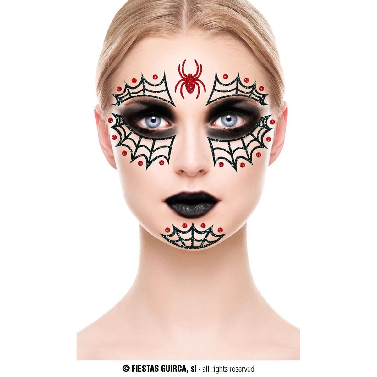 Trucco Decorazioni Adesive Viso Ragnatela Glitter |Guirca