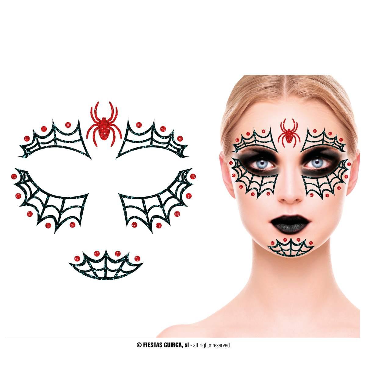 Trucco Decorazioni Adesive Viso Ragnatela Glitter |Guirca
