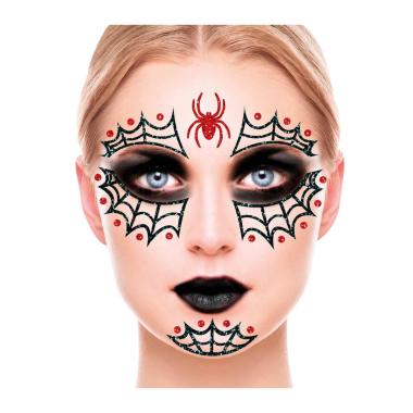 Trucco Decorazioni Adesive Viso Ragnatela Glitter |Guirca
