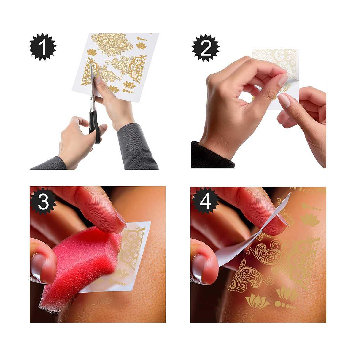 Tatuaggi Viso Rimovibili Orientali Oro |Guirca