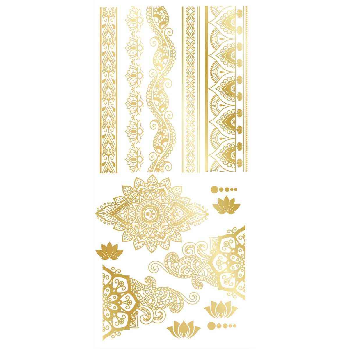 Tatuaggi Viso Rimovibili Orientali Oro |Guirca