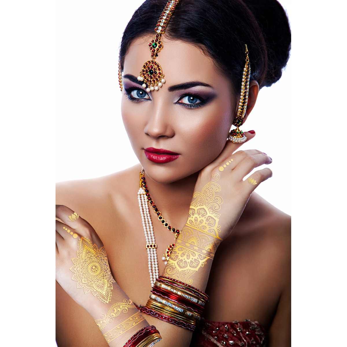 Tatuaggi Viso Rimovibili Orientali Oro |Guirca