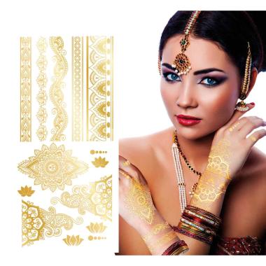 Tatuaggi Viso Rimovibili Orientali Oro |Guirca