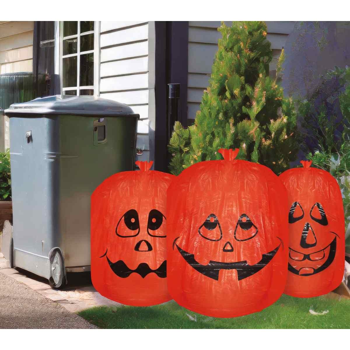 Sacchi Halloween Arancioni Con Zucche Assortiti Set pz.3 |Guirca