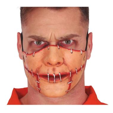Maschera Viso Horror Lattice Bocca Cucita |Guirca