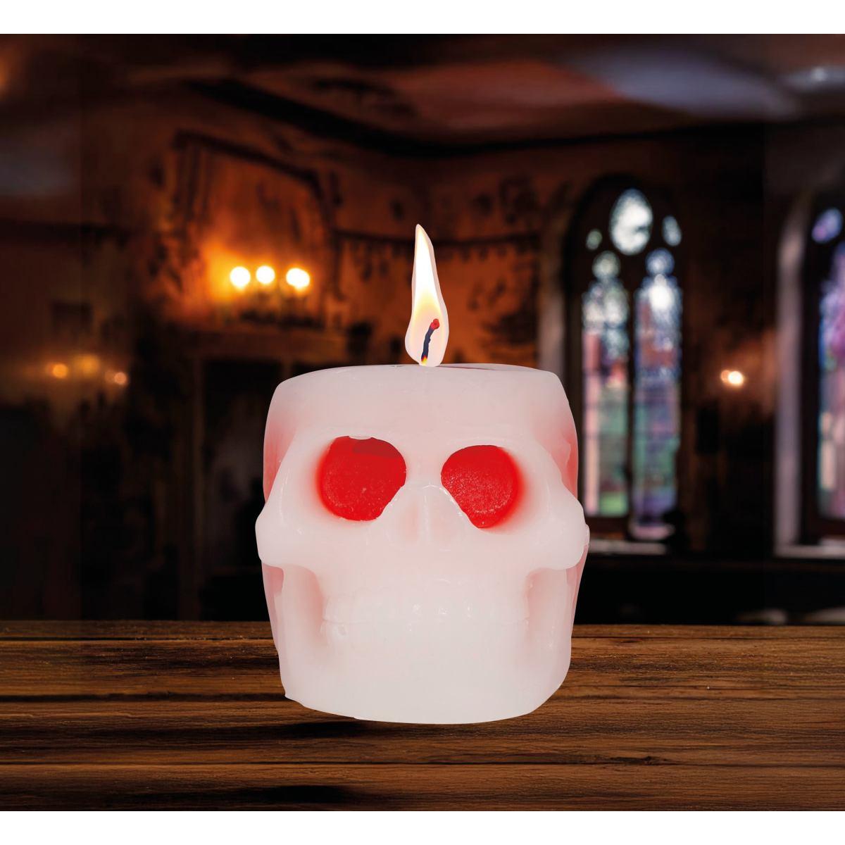 Candela Halloween Teschio Con Occhi Sanguinanti cm.6 |Guirca