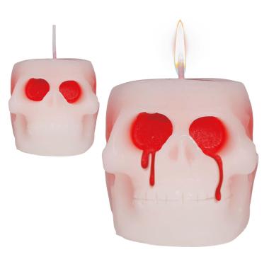 Candela Halloween Teschio Con Occhi Sanguinanti cm.6 |Guirca