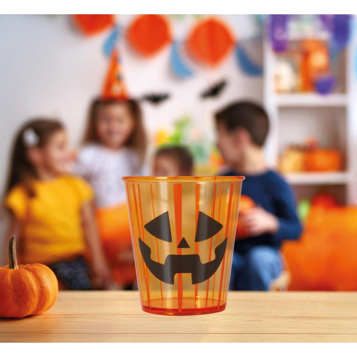 Bicchiere Halloween Pvc Arancione Con Zucca cm.10 |Guirca