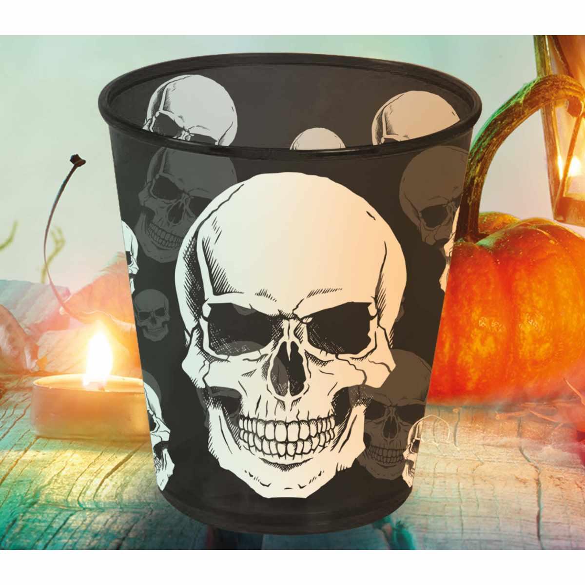 Bicchiere Halloween Pvc Nero Con Teschio cm.10 |Guirca
