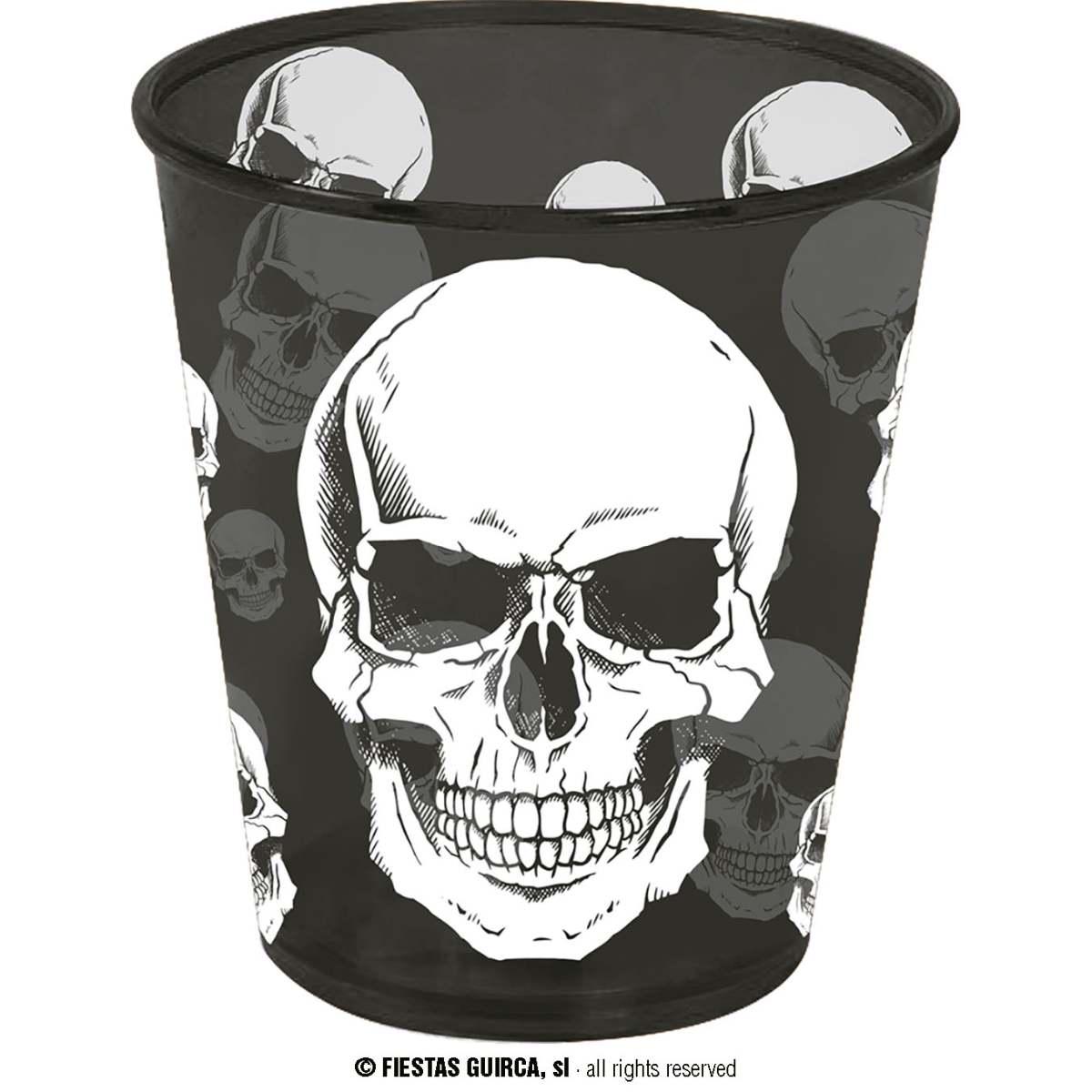 Bicchiere Halloween Pvc Nero Con Teschio cm.10 |Guirca