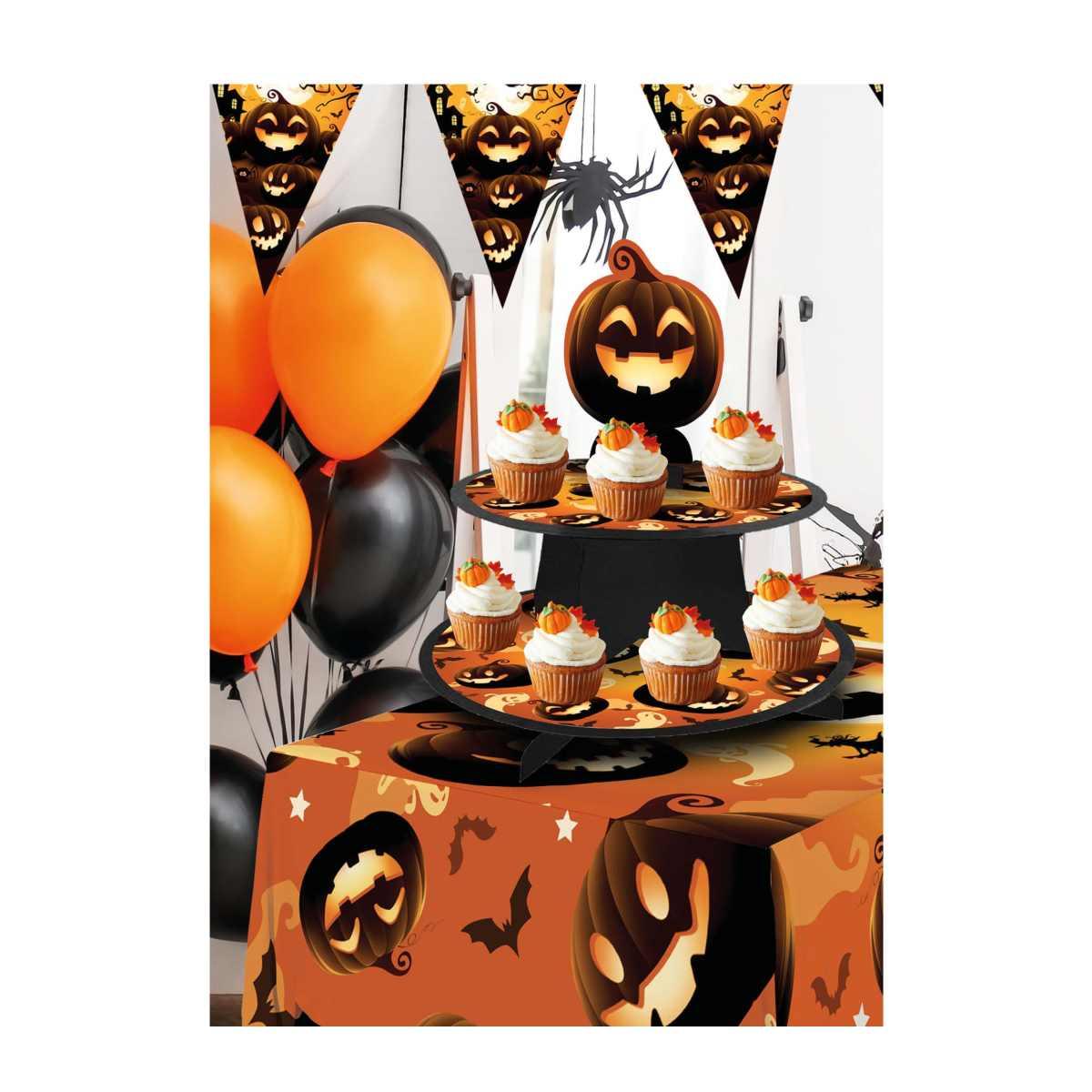 Vassoio Alzata Halloween Carta Zucche 2 Piani cm.40x30 |Guirca