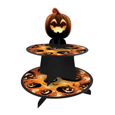 Vassoio Alzata Halloween Carta Zucche 2 Piani cm.40x30 |Guirca