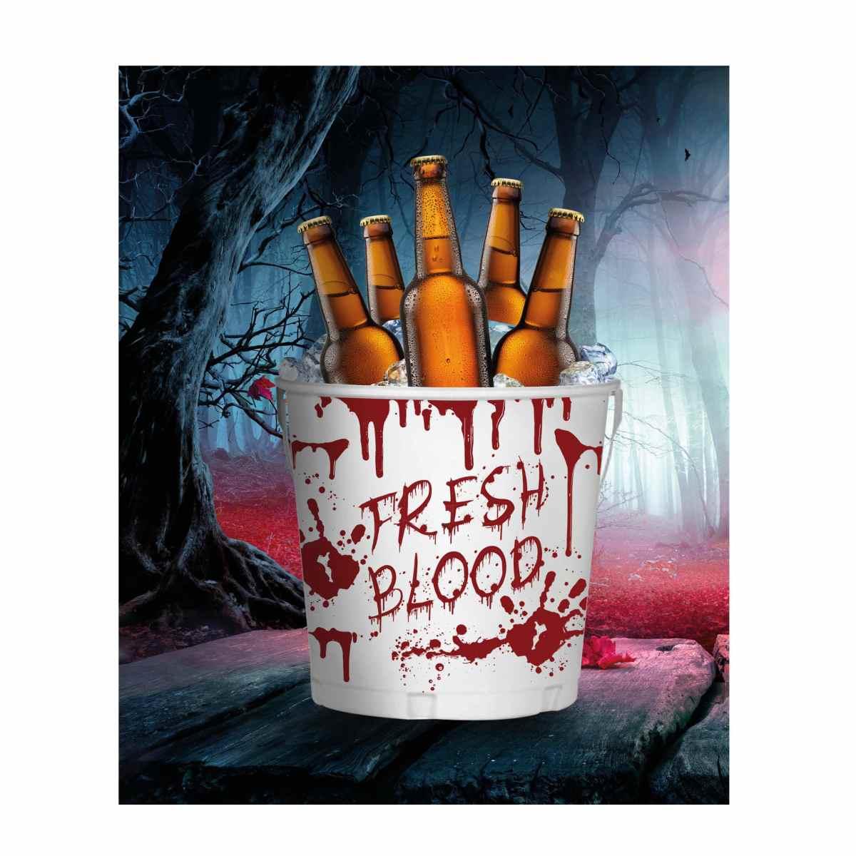 Secchiello Halloween Metallo Con Impronte Insanguinate cm.19x23 |Guirca