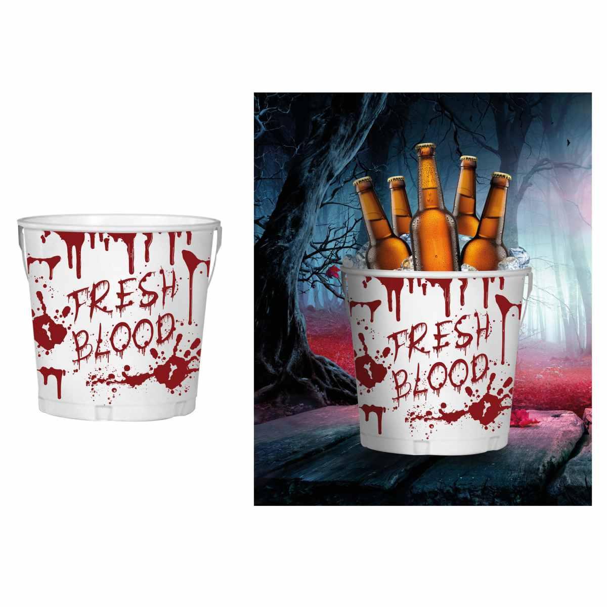 Secchiello Halloween Metallo Con Impronte Insanguinate cm.19x23 |Guirca