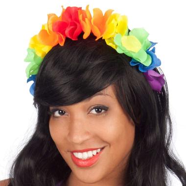 Cerchietto Hawii Con Fiori Arcobaleno In Tessuto |Carnival Toys