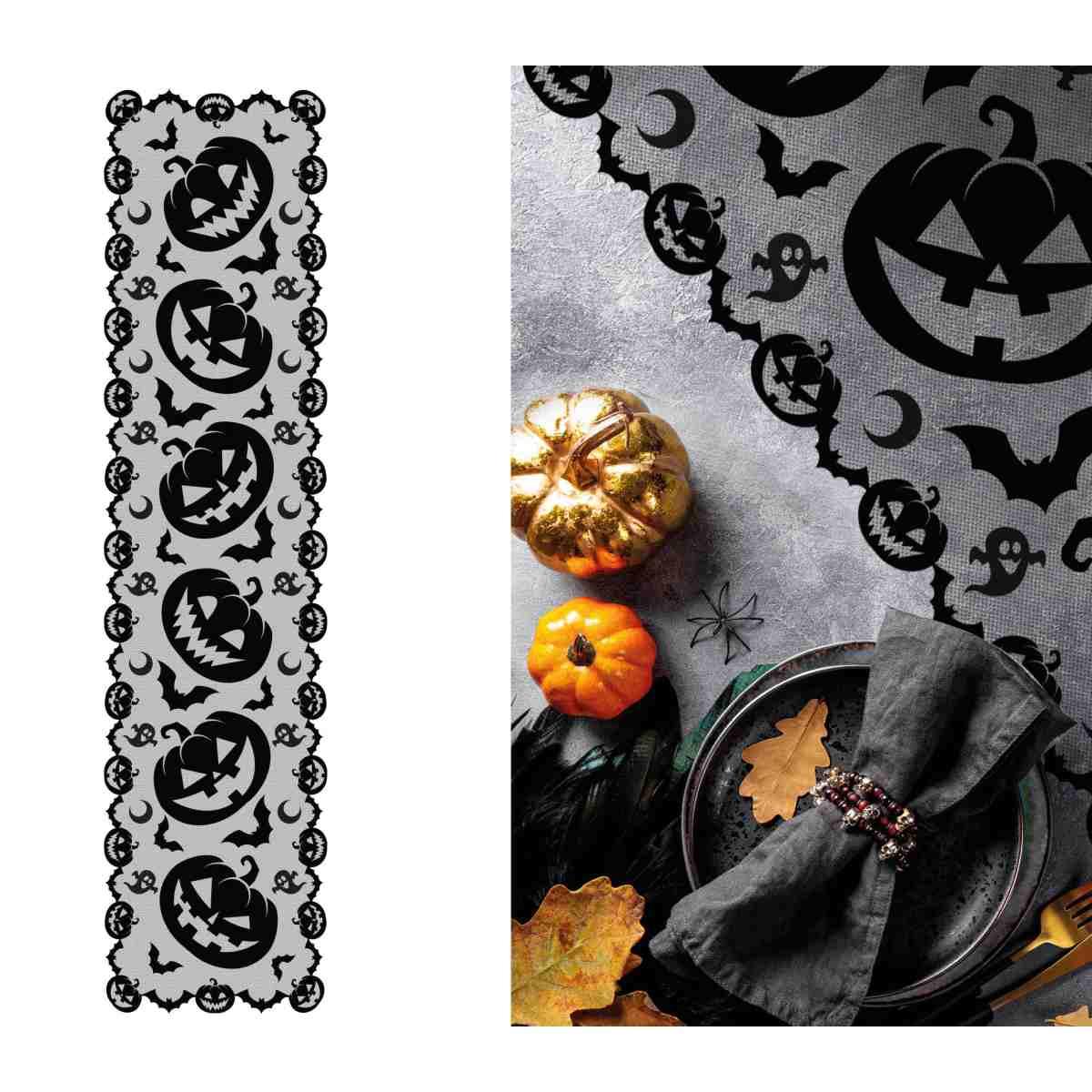 Runner Halloween Nero Con Zucche cm.45x200 |Guirca