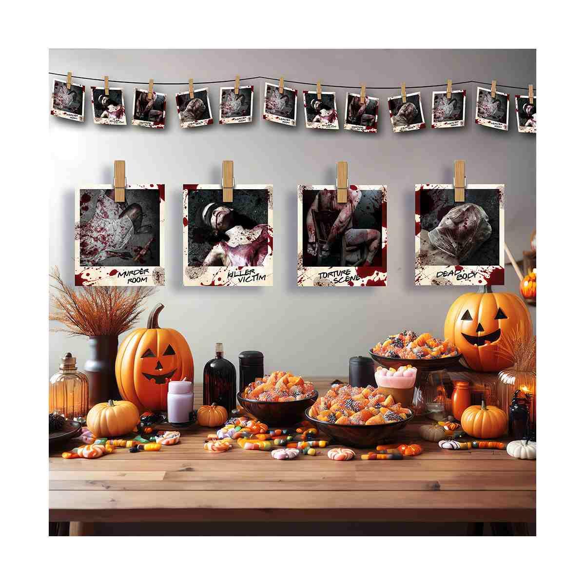Festone Halloween Con Foto Scena Crimine cm.270 |Guirca