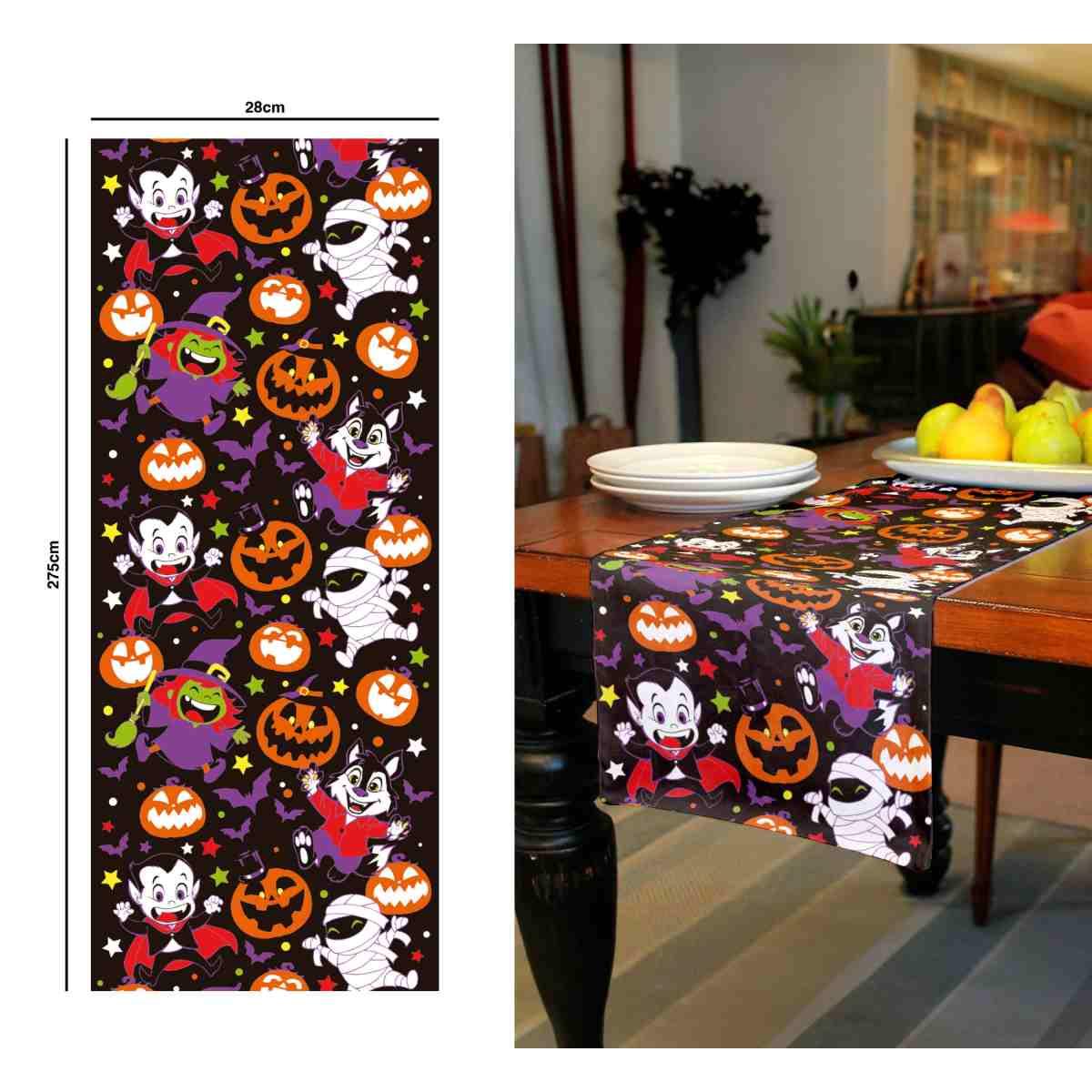Runner Halloween Nero Con Zucche E Fantasmi cm.28x275 |Guirca