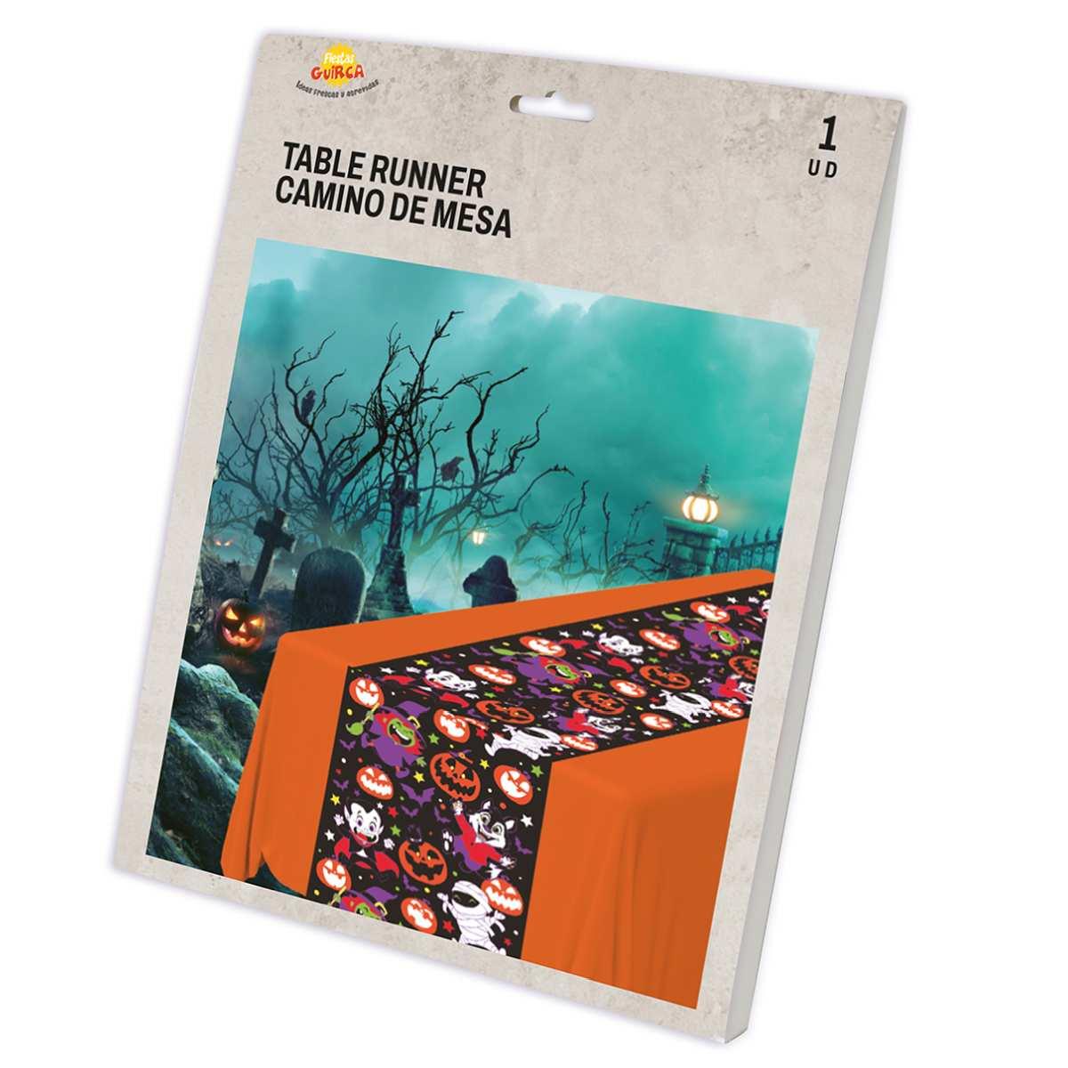 Runner Halloween Nero Con Zucche E Fantasmi cm.28x275 |Guirca