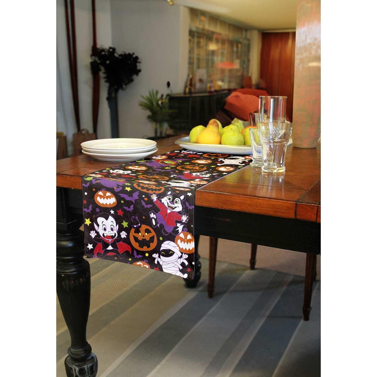 Runner Halloween Nero Con Zucche E Fantasmi cm.28x275 |Guirca