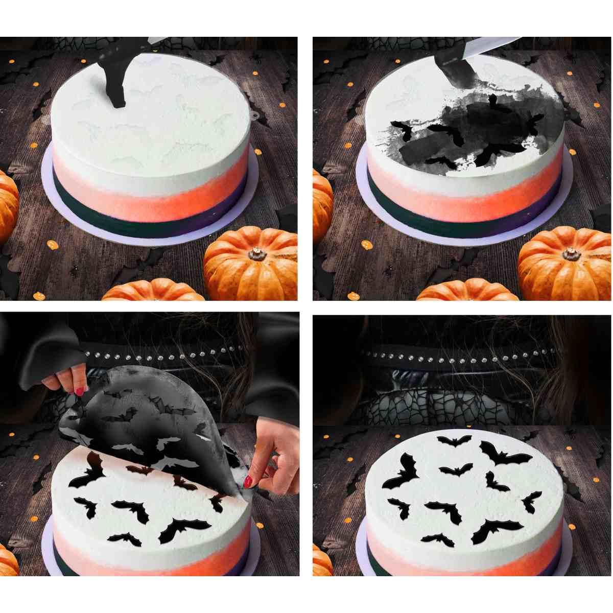 Stencil Halloween Per Torte Con Pipistrelli cm.25 |Guirca