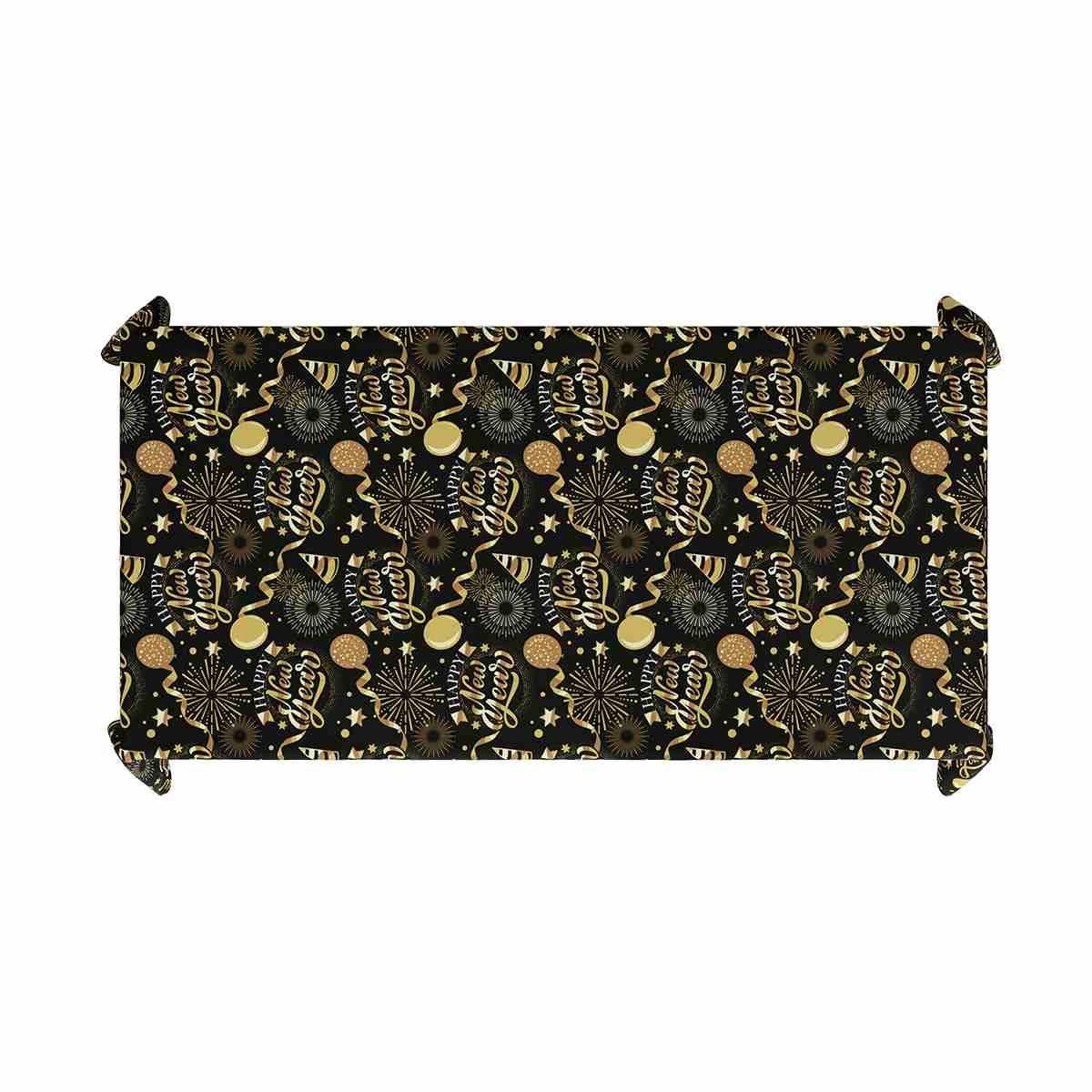 Tovaglia Capodanno Nera Con Decori Oro cm.274x137 |Guirca