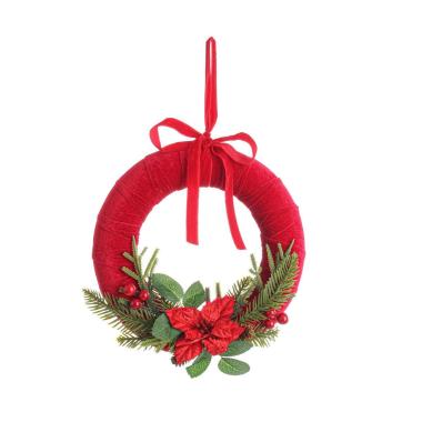 Fuoriporta Velluto Ingrid Rosso con Fiori cm.Ø28 |Bizzotto_119