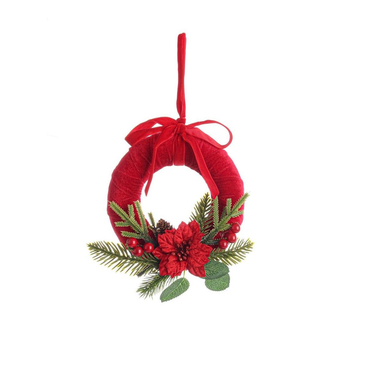Fuoriporta Velluto Ingrid Rossa con Fiori cm.Ø19 |Bizzotto_102