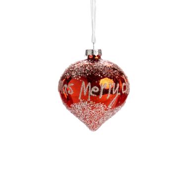 Pallina Natale Vetro cm.Ø8 Rossa con Scritta Merry Christmas |Silani_928A