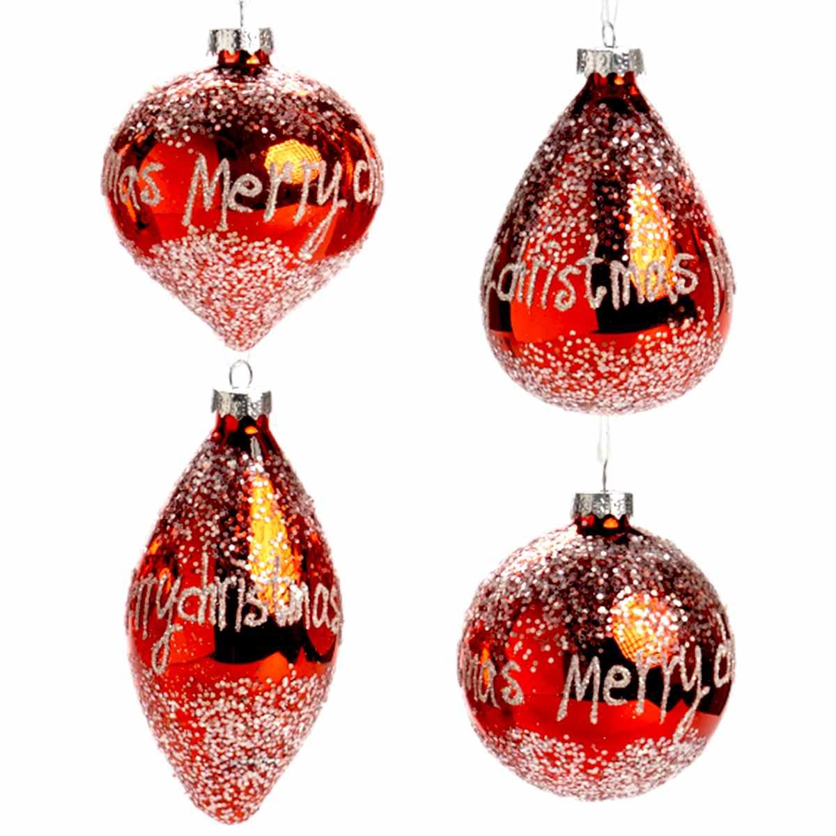 Pallina Natale Vetro cm.10 Rossa con Scritta Merry Christmas |Silani_928C