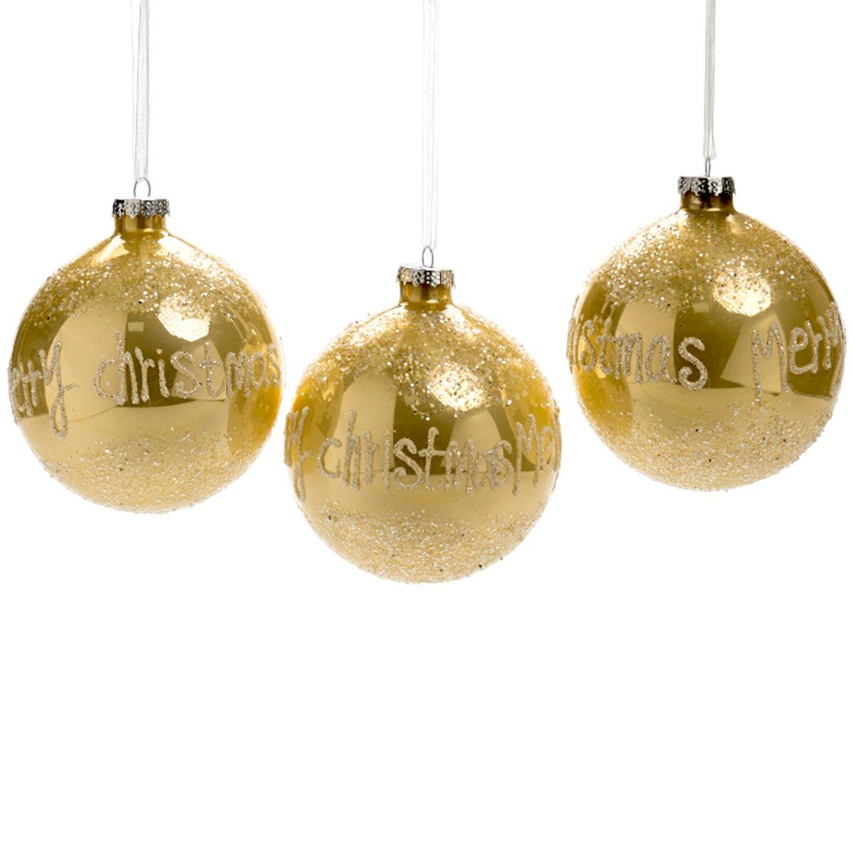 Pallina Natale Vetro cm.Ø10 Oro con Scritta Merry Christmas |Silani_617