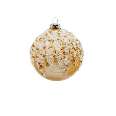 Pallina Natale Vetro cm.Ø7 Oro Champagne con Perline |Silani_419B