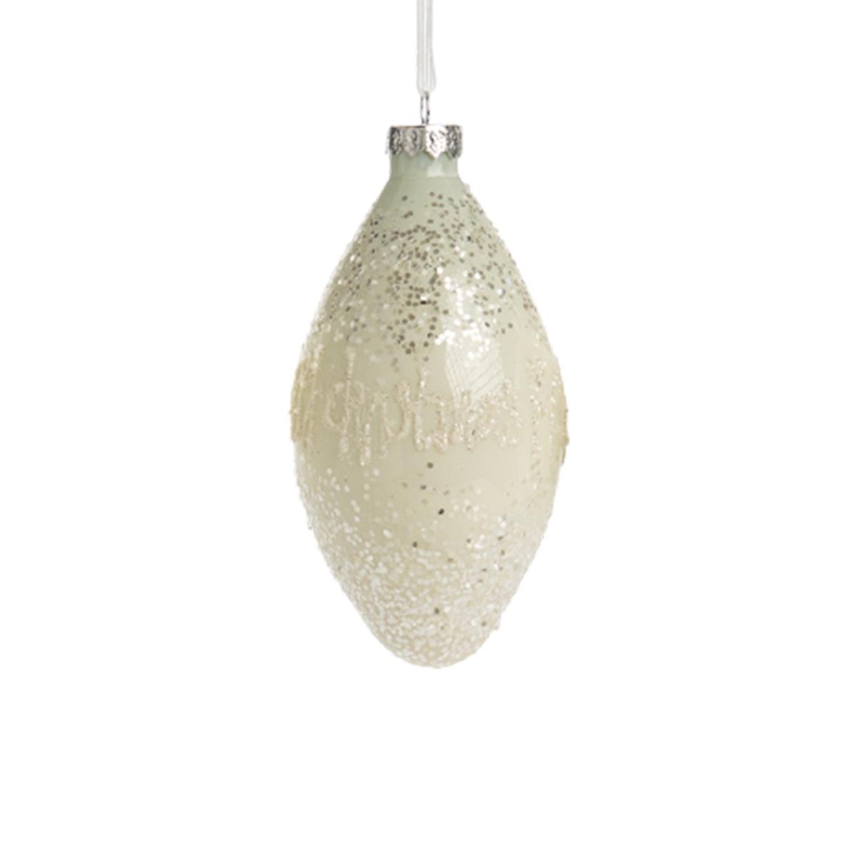 Pallina Natale Vetro cm.12 Bianca con Scritta Merry Christmas |Silani_935D
