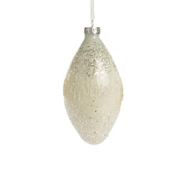 Pallina Natale Vetro cm.12 Bianca con Scritta Merry Christmas |Silani_935D