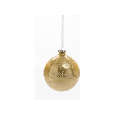 Pallina Natale Vetro cm.Ø12 Oro con Scritta Merry Christmas |Silani_655