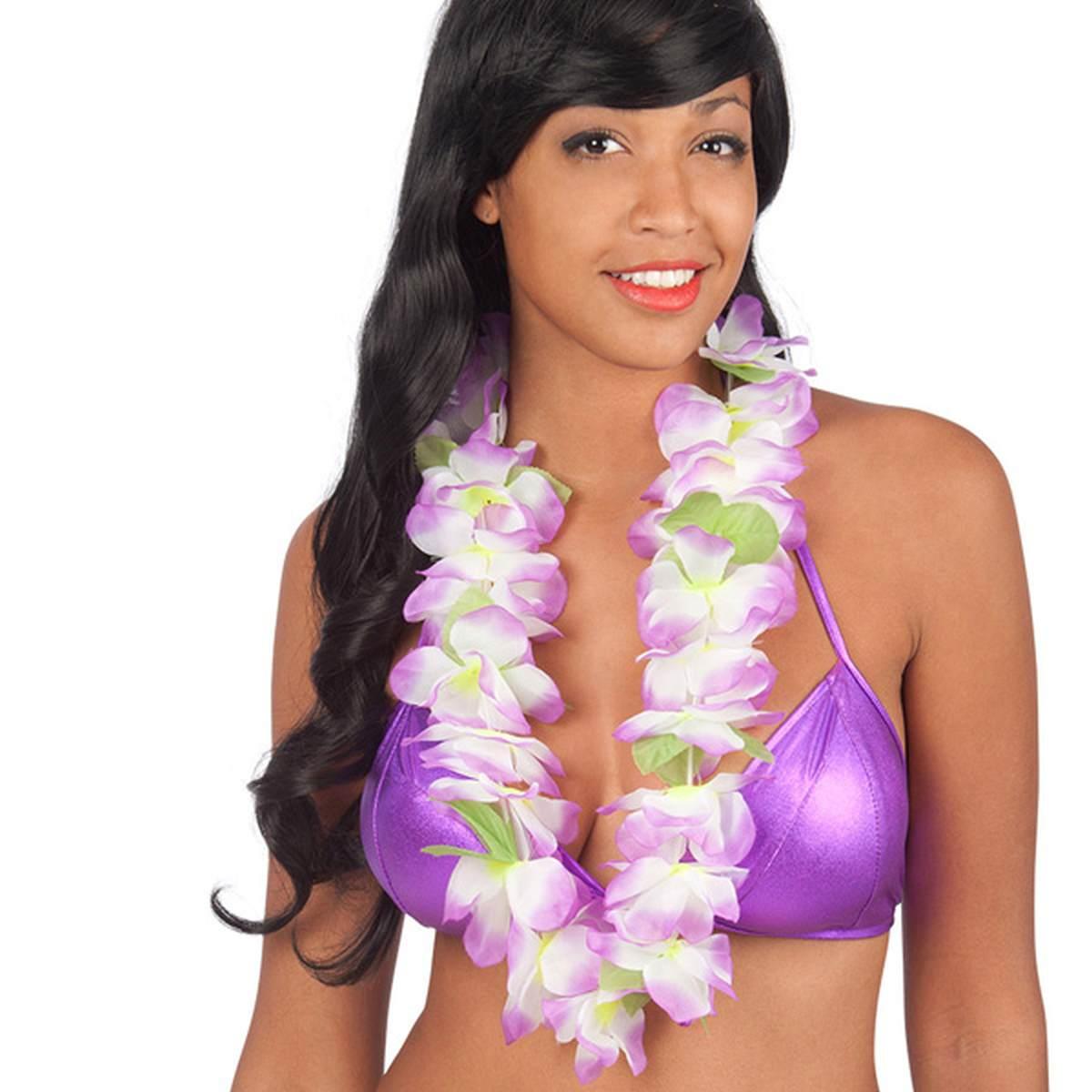 Collana Hawaii Fiori Lilla In Tessuto |Carnival Toys