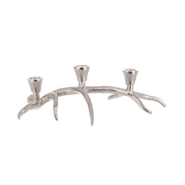 Portacandela 3P Metallo Argento cm.34x19x10 |Bizzotto_779