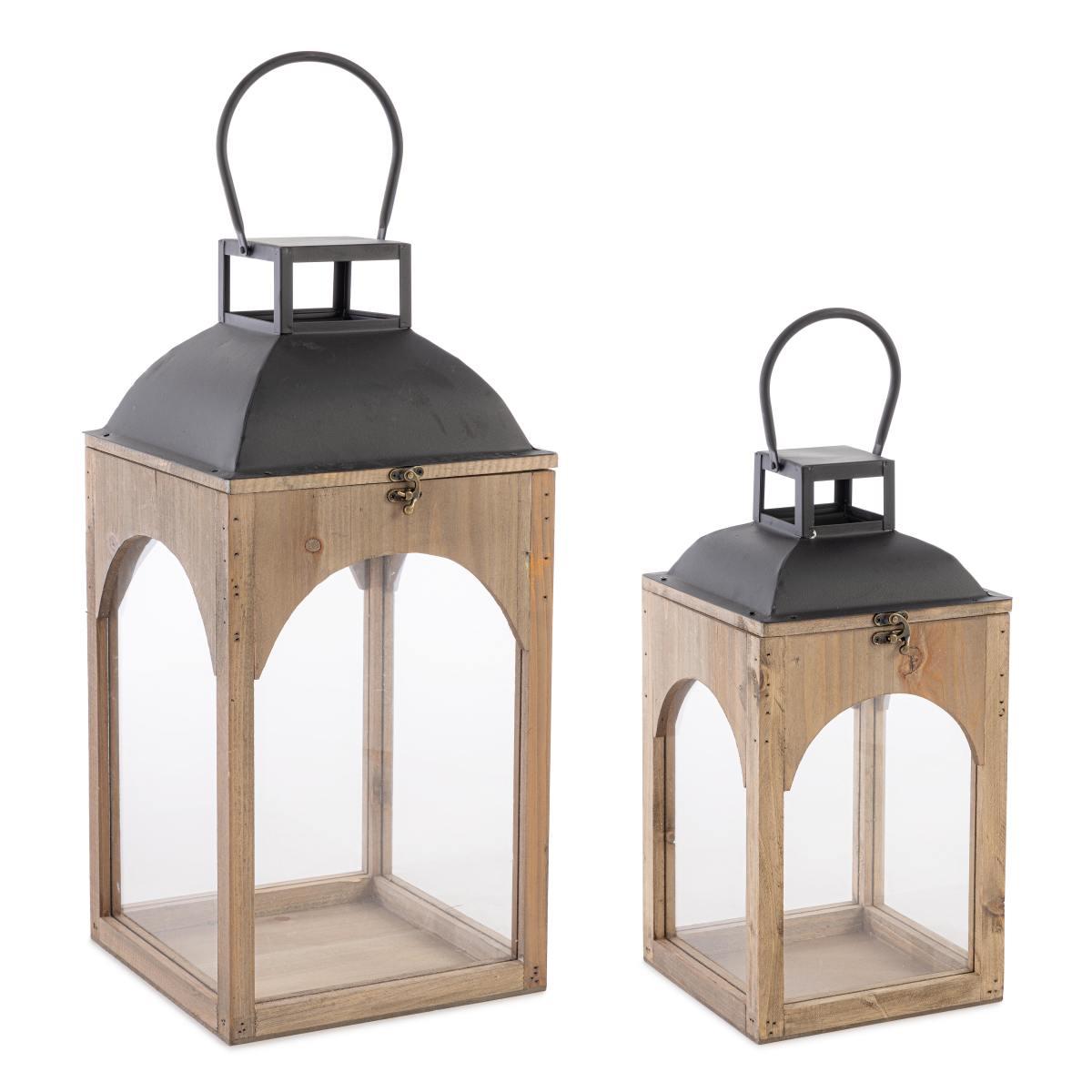 Lanterna cm.58,5 Legno Shayra Naturale-Nero |Bizzotto_250