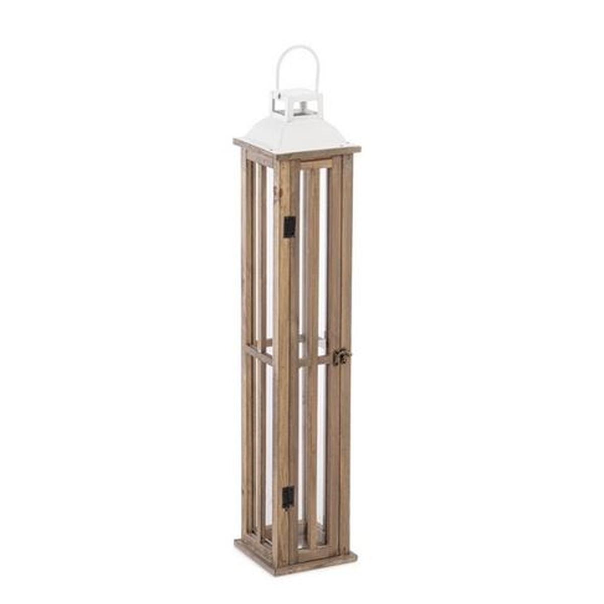 Lanterna cm.77 Legno Shayra Naturale Tetto Bianco |Bizzotto_311