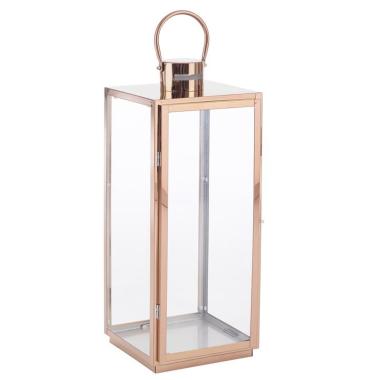 Lanterna Metallo Albam Rame cm.22x21x53,5 |Bizzotto_579