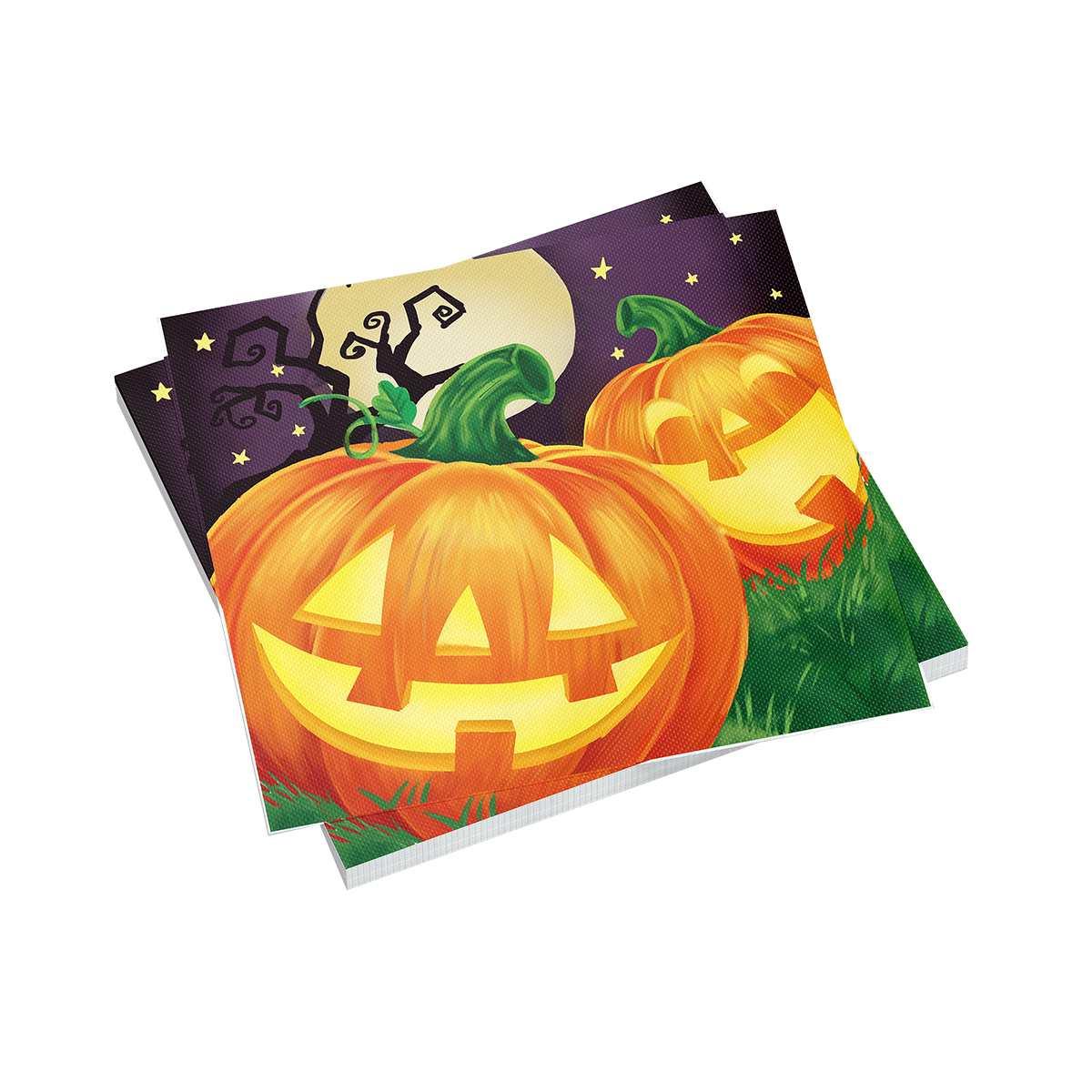 Tovagliolo Halloween Con Zucche cm.33x33 Set pz.20 |Fyasa