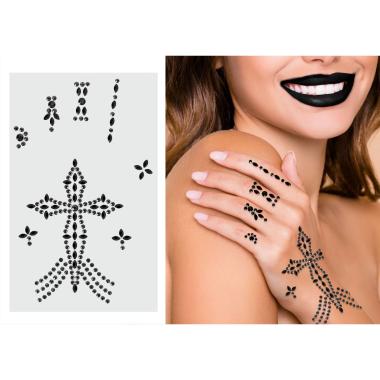 Trucco Decorazioni Adesive Mano Croce Crystal Nero |Guirca
