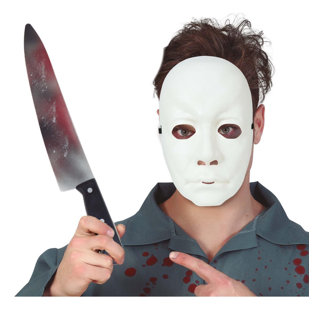 Maschera Viso Pvc Horror Assassino Con Coltello |Guirca