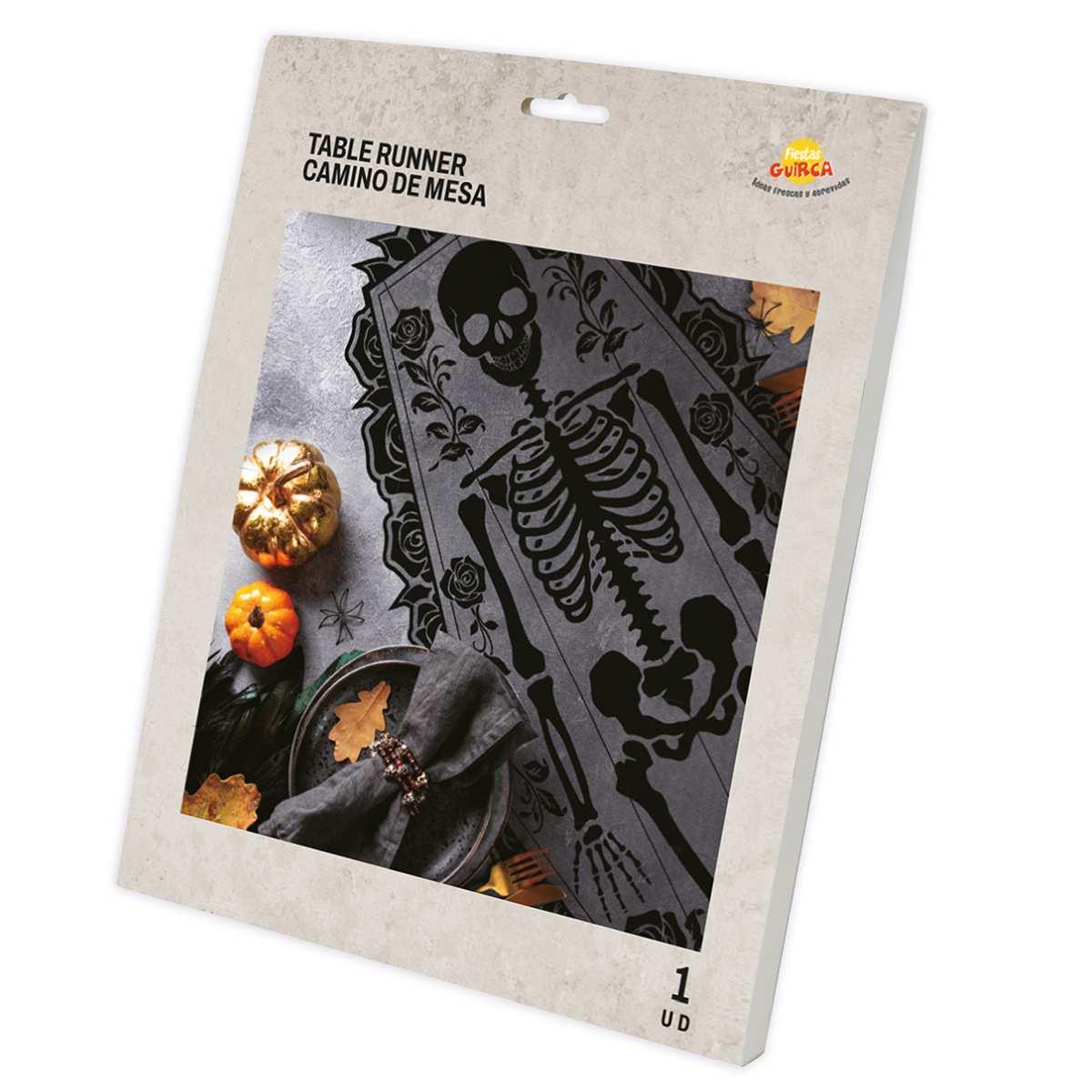 Runner Halloween Nero Con Scheletro cm.60x183 |Guirca
