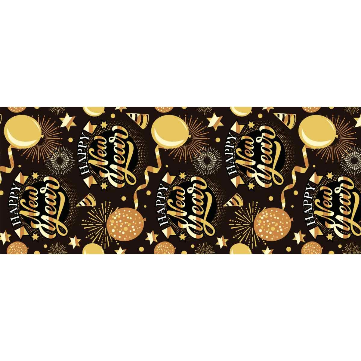Runner Capodanno Nero Con Scritta Oro cm.28x300 |Guirca