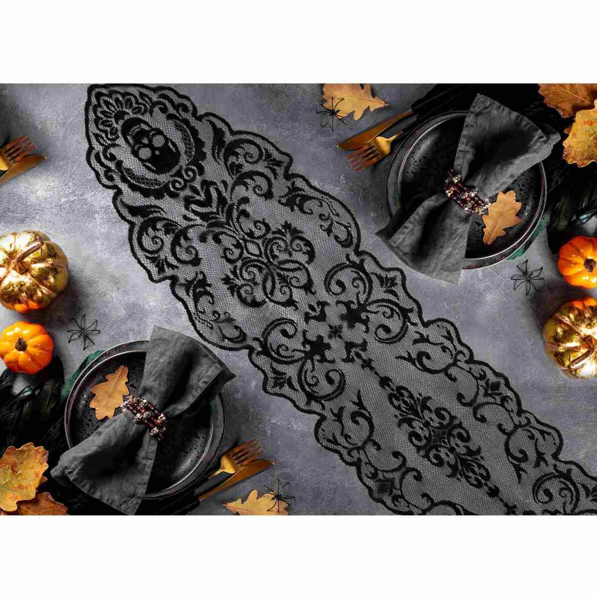 Runner Halloween Nero Con Teschio cm.30x180 |Guirca