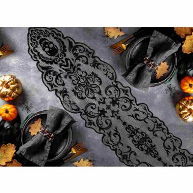 Runner Halloween Nero Con Teschio cm.30x180 |Guirca