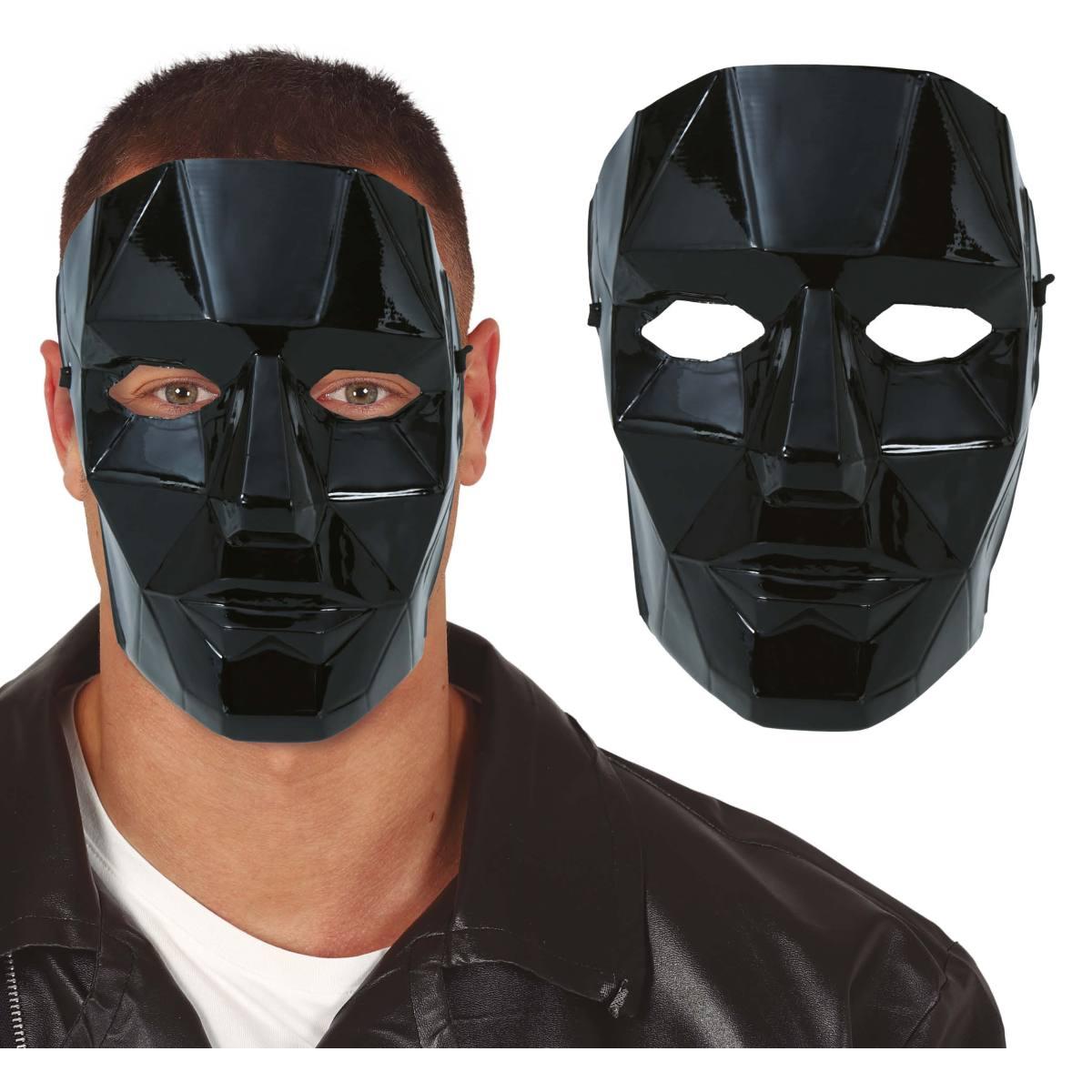 Maschera Viso Pvc Squid Game Front Man Nera |Guirca